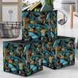 Theme Green Tropical Banana Leaves And Butterfly Storage Bin Storage Cube