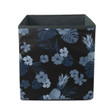 Watercolor Dark Blue Pineapple Monstera Leaf Hibiscus Camo Pattern Storage Bin Storage Cube