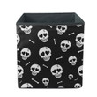 Human Skulls And Bone On Black Background Storage Bin Storage Cube
