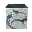 Beautiful Birds And Pheasants On Blue Background Storage Bin Storage Cube