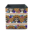 Day Of Death Sugar Skull Girls Orange Dahlias And Flowers Storage Bin Storage Cube