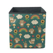 Cute Woodland Animals With Rainbow Sunflowers Mushroom And Clouds Storage Bin Storage Cube