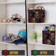 Embroidery Human Skull And Red Roses Storage Bin Storage Cube