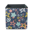Painted Hearts And stars Background With Colorful Dots Storage Bin Storage Cube