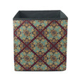 Vintage Gold And Blue Floral Mandala Motif With Rhombus Frame Storage Bin Storage Cube
