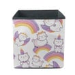 Cute Cat With Unicorn Horn And Tail Background Storage Bin Storage Cube