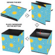 Yellow Sun And Mini Heart On Blue Background Storage Bin Storage Cube
