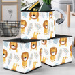 Cute Lion With Tropical Blue Leaves Storage Bin Storage Cube