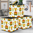 Cute Lion With Footprint Trees And Leaves Storage Bin Storage Cube