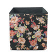 Watercolor Colorful Rose And Leaves Art Pattern Black Theme Storage Bin Storage Cube