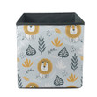 Funny Lion And Leaves On Blue Background Storage Bin Storage Cube