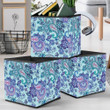 Traditional Oriental Paisley Flower Butterfly Pattern On Turquoise Background Storage Bin Storage Cube