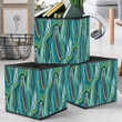 Abstract Retro Psychedelic Green And Blue Pattern Storage Bin Storage Cube