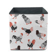 Funny Colorful Chicken Roosters On White Background Storage Bin Storage Cube