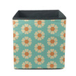 Retro Aesthetic Style Pattern With Flowers On Tuquoise Background Storage Bin Storage Cube