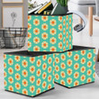 Retro Aesthetic Style Pattern With Flowers On Tuquoise Background Storage Bin Storage Cube