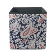 Hand Drawn Pattern Of Small Flowers Paisley Pattern In Red And White Storage Bin Storage Cube