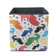 Rainbow Colors And Black Horses With Asymmetric Disproportion Tales Storage Bin Storage Cube