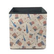 Softball Stuff With American Flag And Stars Drawing By Hand Storage Bin Storage Cube