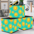 Shiny Bright Yellow Sun On Green Backgroud Storage Bin Storage Cube