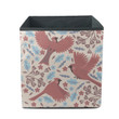 Red Cardinal And Flower With Leaves On White Storage Bin Storage Cube