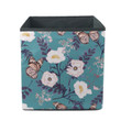 Blooming White Flowers With Butterfly Botanical Garden Storage Bin Storage Cube