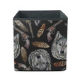 Embroidery Head Wolf Feathers And Guns Storage Bin Storage Cube