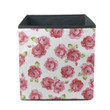 Watercolor Pink Roses Green Leaves Pattern White Theme Storage Bin Storage Cube