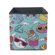 Pop Art Style With Cats Heart And Cakes Neon Colors Storage Bin Storage Cube