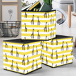 Painting Yellow And White Striped Baby Giraffe Pattern Storage Bin Storage Cube