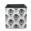 Dressed Up Hand Drawn Wolf Hipster Storage Bin Storage Cube