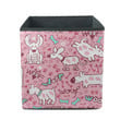 White Dogs Puppies Doodle Isolated On Pink Storage Bin Storage Cube