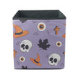Halloween Festive Purple Background With Skull Leaves Cross And Witch Hat Storage Bin Storage Cube