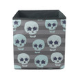 Human Skull With Star Eyes On Striped Background Storage Bin Storage Cube