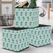 Egyptian Women With Gold Hats On Blue Ornament Background Storage Bin Storage Cube