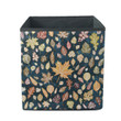 Tiny Autumn Leaves On Dark Blue Watercolor Background Storage Bin Storage Cube