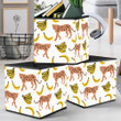 Wild Animals Leopard Yellow Banana On The White Background Storage Bin Storage Cube