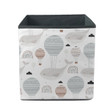 Cute Sleeping Whales Hot Air Balloons Doodle Pastel Color Pattern Storage Bin Storage Cube