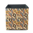 Hippie Pattern With Flowers And Striped On Beige Background Storage Bin Storage Cube
