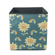 Cute Drawing Elements Including Happy Sunflower And Rainbow Storage Bin Storage Cube