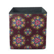 Beautiful Floral Abstract Boho Hippie Pattern On Brown Background Storage Bin Storage Cube