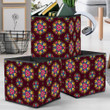 Beautiful Floral Abstract Boho Hippie Pattern On Brown Background Storage Bin Storage Cube