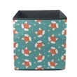 Cute Cartoon Fox Lovely Face Little Stars On Green Design Storage Bin Storage Cube