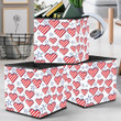 Design Background With Hearts Of Red Stripes And White Stars Storage Bin Storage Cube