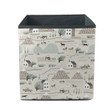 Rural Village With Houses Tree Horses And Mountain Storage Bin Storage Cube