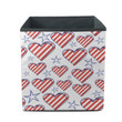 Design Background With Hearts Of Red Stripes And White Stars Storage Bin Storage Cube