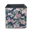Watercolor Tropical Green Marble Leaves Pink Camo Background Storage Bin Storage Cube