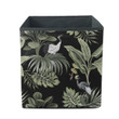 Tropical Vintage Night Crane Bird Palm Trees On Dark Background Storage Bin Storage Cube