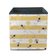 Bee Cartoons And Honeycomb On Yellow White Stripe Storage Bin Storage Cube