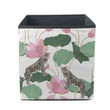Wild African Leopards Pink Lotuses With Leaves Storage Bin Storage Cube